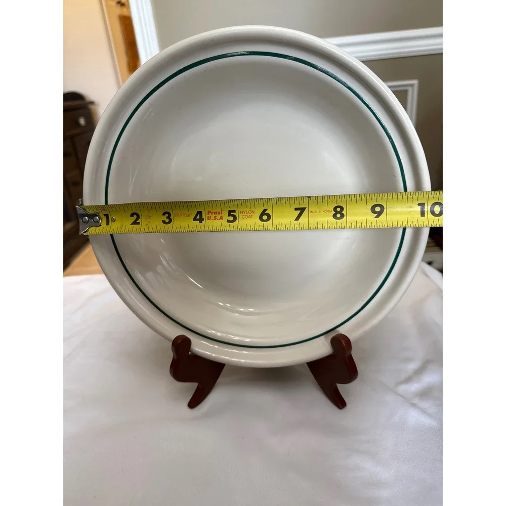Longaberger Pottery Woven Traditions Ivory Green Pie Plate 10 Inch USA Made